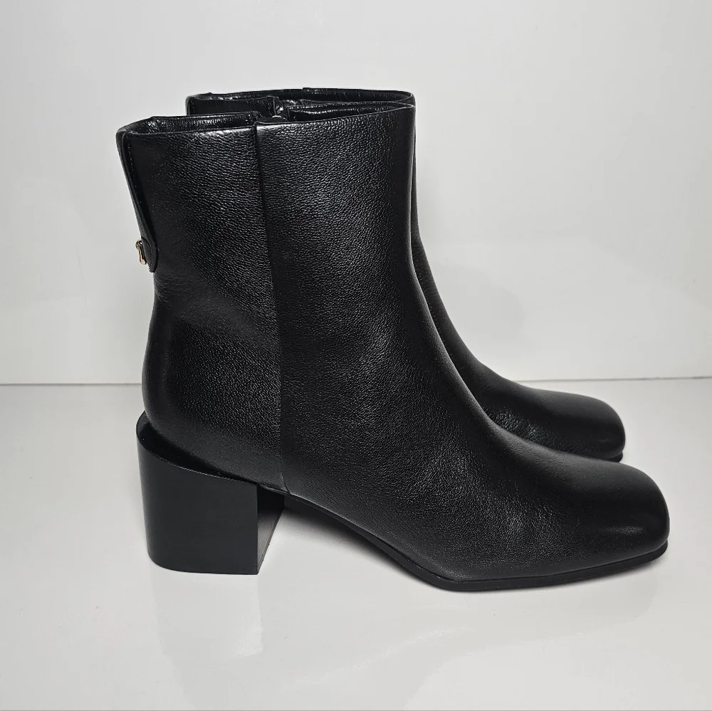 Aerosoles Ortona Black Leather Square Toe Bootie Size 10.5 NWT
